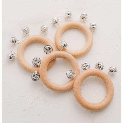 DIY 1 Pcs Wooden Baby Rattles Educational Toys Ring Hand Bells Vibrating Infant Teether Toys Handmade Gift for Newborn 0-3 Years