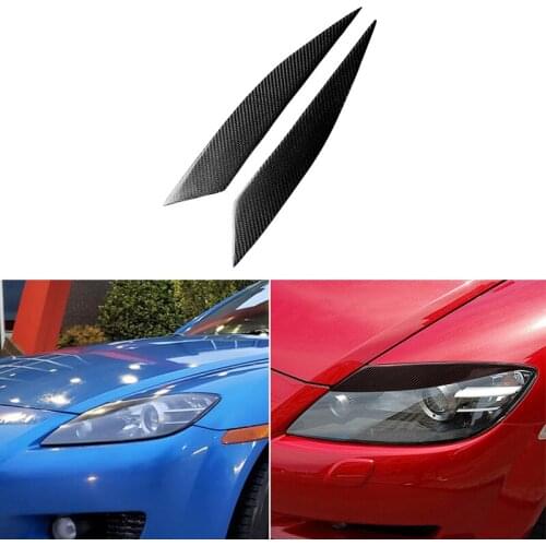 For Mazda RX-8 RX8 JDM B# 2004 2008 Real Carbon Fiber Headlight Cover Eyebrows Eyelids Car Sticker Trim Headlight Protector