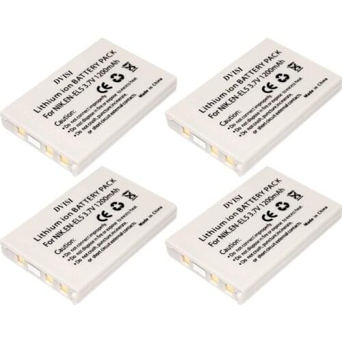 DVISI 4Pcs/lot EN-EL5 EN EL5 ENEL5 Camera Battery for NIKON Coolpix P530 P520 P510 P100 P500 P5100 P5000 P6000 P90 P80 Camera