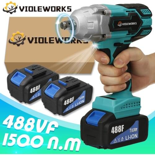 1500N.M Brushless Electric Impact Wrench Rechargeable 1/2 Socket High Torque Cordless Wrench Power Tool With 22800Amh Li Battery