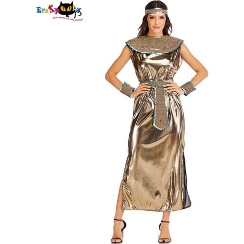 Eraspooky Ancient Sexy Goddess Egyptian Cleopatra Dress Egypt Queen Cosplay Halloween Costume For Women Club Party Fancy Dress