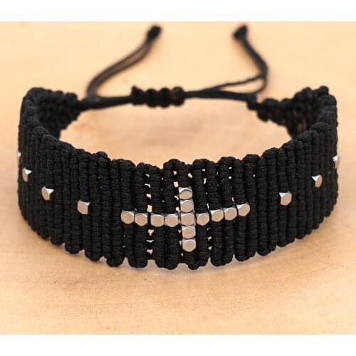 Go2boho Cross Bracelet For Men Black Trendy Pulsera Knitted String Friendship Jewelry Woven Jewellery Braided Rope Bracelets