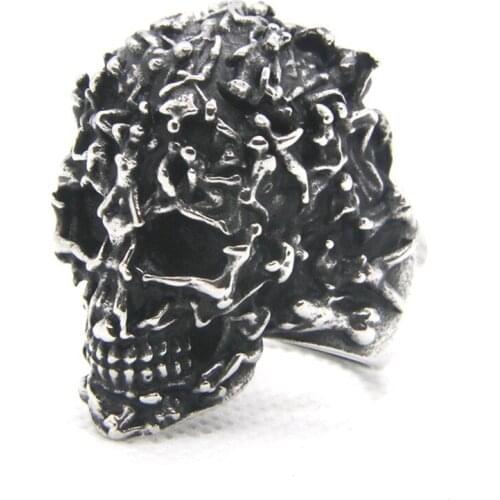 Size 7-13 Newest Cool Demon Skull Ring 316L Stainless Steel Fashion Jewelry Punk Style Hot Skull Ring