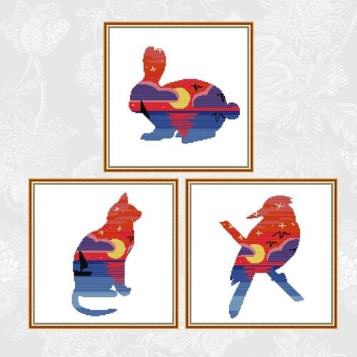 Beautiful Animal Painting Cross-stitch 14ct Counted Fabric Chinese Embroidery Cross Stitch Kits 11ct Printed Canvas Needlework