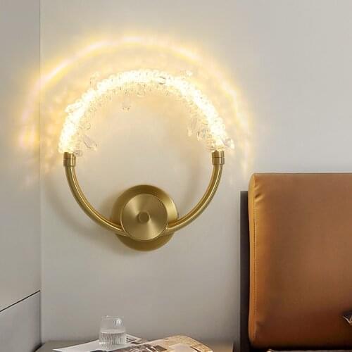 Round Crystal Wall Sconces Bedroom BedsideHome Decoration Light Fixture Hallway Indoor LED Kitchen Wall Lamp