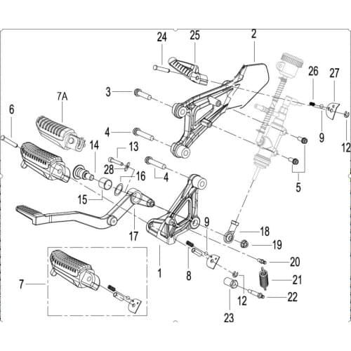 Left footrest support bracket page of Benelli TNT135 TNT125