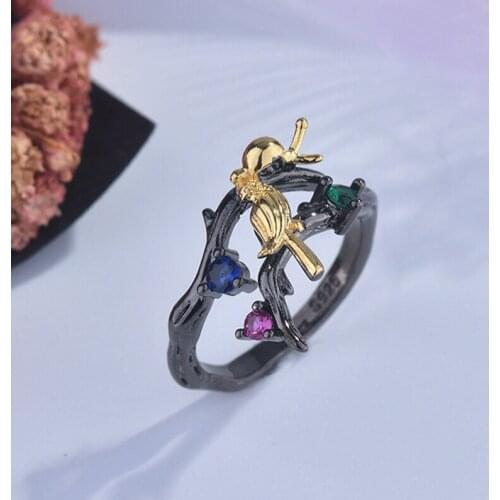 Fashion Fun Animal Rings Exquisite Snail Bird S925 Gothic Vintage Jewelry For Women Wedding Party New Year Gift Size 6-10