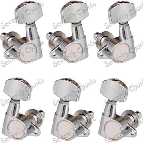 A Set Chrome Small Square Buttons Sealed Gear String Tuning Pegs Tuners Machine Heads for Guitar