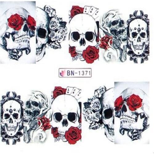 Skull Rose Nail Art Sticker Butterfly Vampires Zombies Black Abstract Image DIY Transfer Slider for Manicure Decor Decal