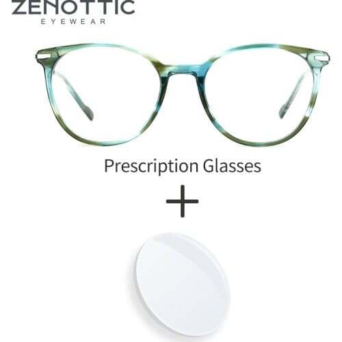 ZENOTTIC Acetate Prescription Glasses Vintage Round Optical Eyewear Myopia Hyperopia Photochromic Prescription Eyeglasses Women