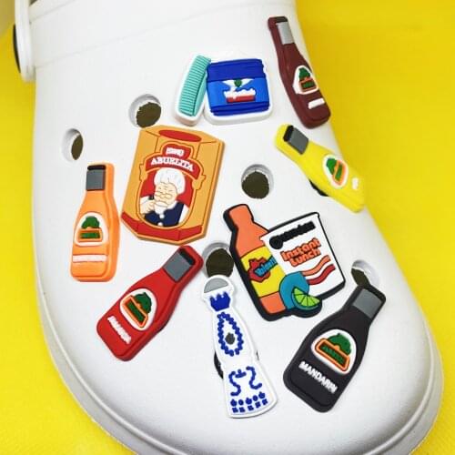 Single Sale PVC cartoon drink snack series Shoes Accessories Shoes charms Crocs for kids