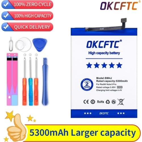 OKCFTC Original 5300mAh BM4J Battery For Xiaomi Redmi Note 8 Pro Note8 Pro Genuine Replacement Phone Battery Free Tools