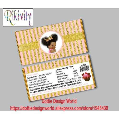Custom Royal Girl Princess Birthday Candy Bar Hershey Chocolate Wrapper Stickers Wine Water Bottle Labels Baby Shower Decoration