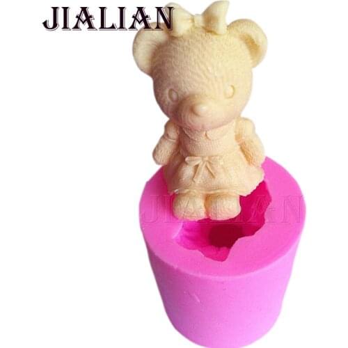 3D bear Bow shaped silicone mold fondant Cake decoration tools soap Candle Moulds used to easily create poured sugar T0773