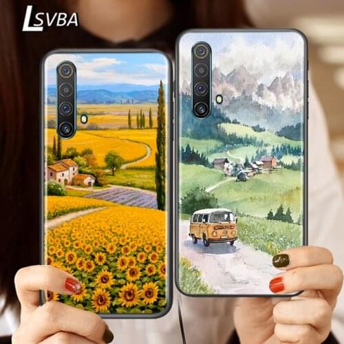 Silicone Cover Beautiful Scenery Painting For Realme V15 X50 X7 X3 Superzoom Q2 C11 C3 7 7i 6s 6 5 Global Pro 5G Phone Case