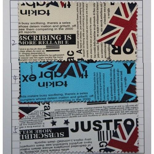 Newspapers grain leather flag pattern synthetic PVC leather for gloves, shoes, belts, harnesses, furniture, handbags materials