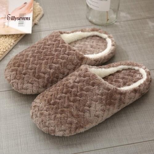 Men Women Winter Warm Slippers Plush Lovers Home Slipper Couple Indoor Slip Shoes House Floor Soft Bottom Mute Slipper
