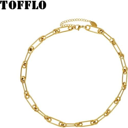 TOFFLO Stainless Steel Jewelry Paper Clip Chain Necklace Womens Fashion Pin Collar BSP1046