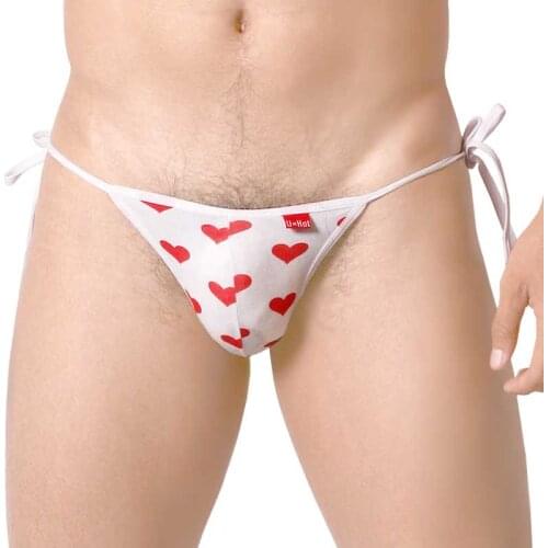 Uzhot sexy bags fashion strap red male briefs panties 13009 love