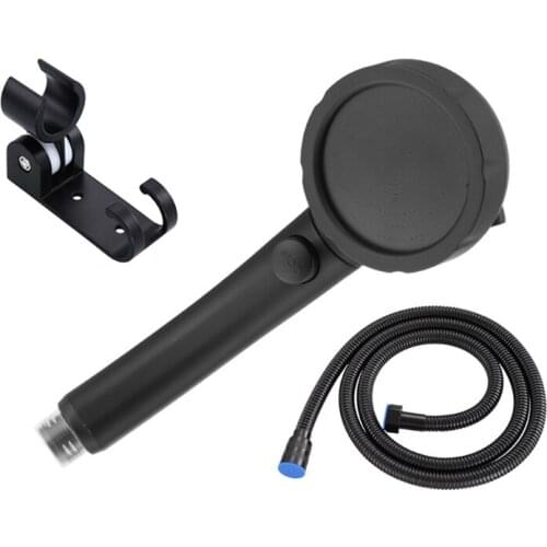 High Pressure Shower Set Water Saving High Pressure Shower，1.5m Hose Set Round Black 3 Modes Rain Hand Held Shower Head