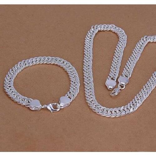 Factory price top quality jewelry silver plated bead jewelry sets silver plated necklace bracelet earring frees hipping SMTS141