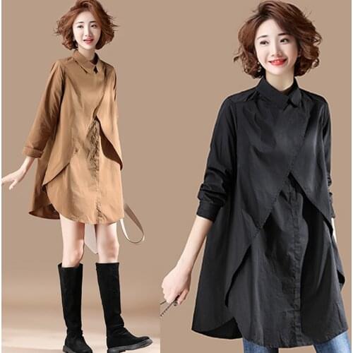 Fall Spring Fashion Women Office Lady Loose Full Sleeve Black Blouse , Autumn 2018 New Female Woman Casual Xxl Cardigan Blouses