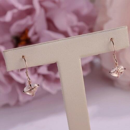 Fine Jewelry Drop Earrings For Women 925 Silver Rose Quartz Natural Pink Heart Gemstone Loves Wedding Gift Brincos CCEI012