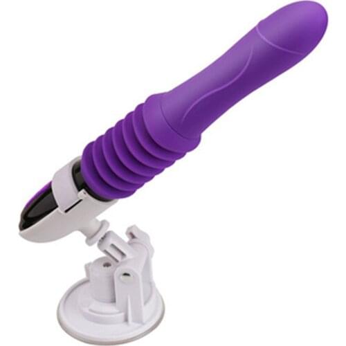 Womens telescopic vibrator with suction cup fully automatic extraction and insertion charging remote control gun machine