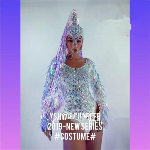 Sexy Lady Party Event Rhineston Dress Clothes Stage Performance Dance Team Suit Christmas Halloween Ballroom Costumes Crown Wigs