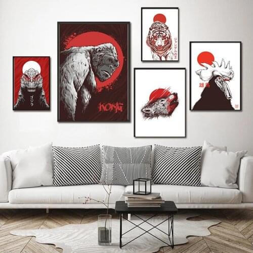 Japanese Style Animal Canvas Painting Wall Art Poster Wolf Tiger Orangutan Bird Picture Modern Classical Home Decoration