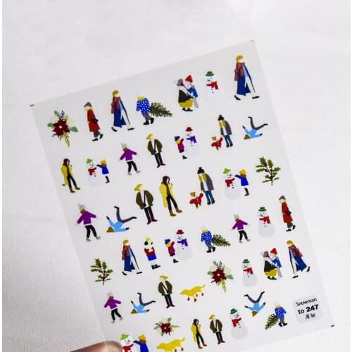 1 Pc New Year Winter Pedestrian Nail Art Decals Cotton Jacket Design Water Slide Nail Stickers Manicure Decoration Tools XQL39