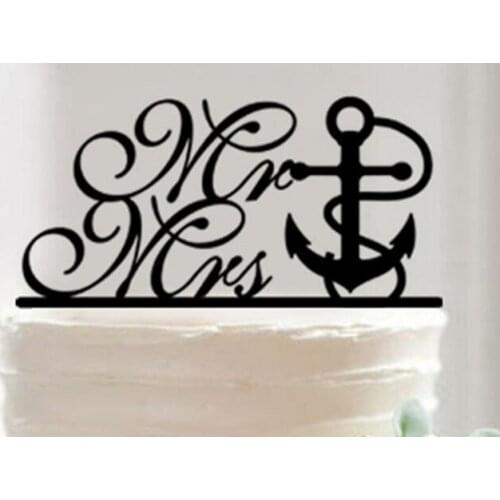 100pcs/lot Creative Mr & Mrs English letter design Acrylic wedding cake inserted card Wedding Cake Topper Party Cake Decorations