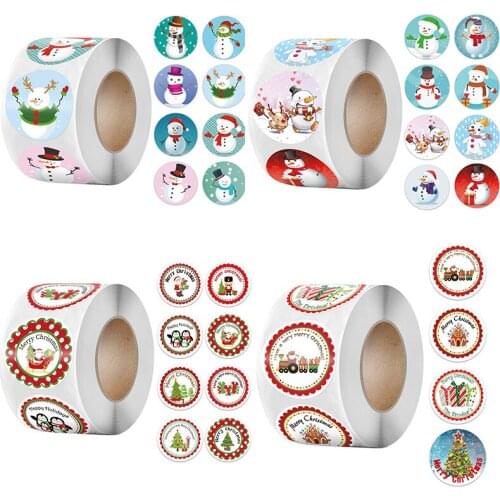 500pcs Christmas Adhesive Stickers Gift Box Baking Packaging Seal Label Xmas Decoration Envelope Scrapbooking Stationery Decals