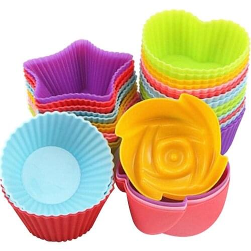6pcs Silicone Molds Heart Rose Flower Cupcake Muffin Cupcake Mold for Baking DIY Desserts Cake Tools Kitchen Accessories
