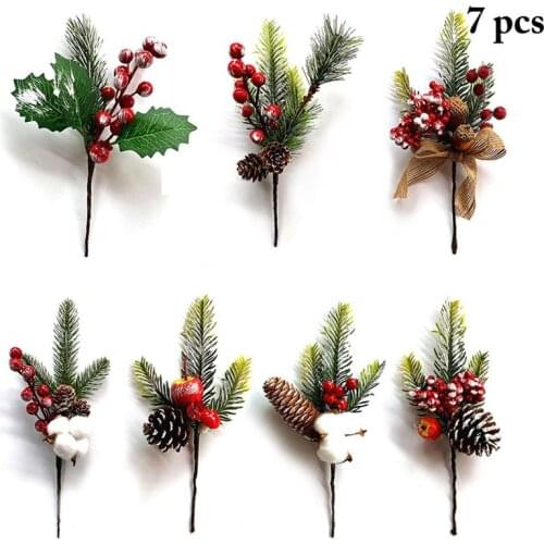 8PCS Random Style Christmas Artificial Berries Fashion Xmas Fake Berries Faux Holly Berries Red Berry Xmas Party Decor