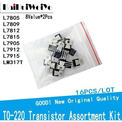 Free Shiping 16PCS/LOT Transistor Assortment Kit Voltage Regulator TO-220 L7805 L7809 L7812 L7815 L7905 L7912 L7915 LM317T