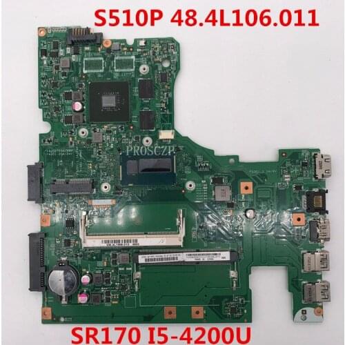 Free shipping For S510P Laptop motherboard 12293-1 48.4L106.011 With SR170 I5-4200U CPU 100% working well