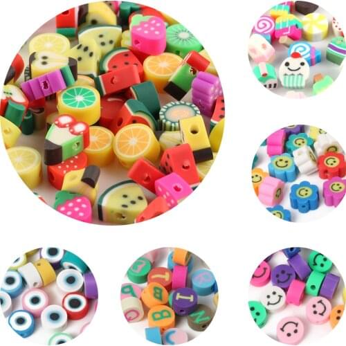 50pcs Mix Polymer Clay Heart Candy Bohemian Soft Pottery Loose Spacer Beads for Jewelry Making Diy Bracelet Necklace Accessories