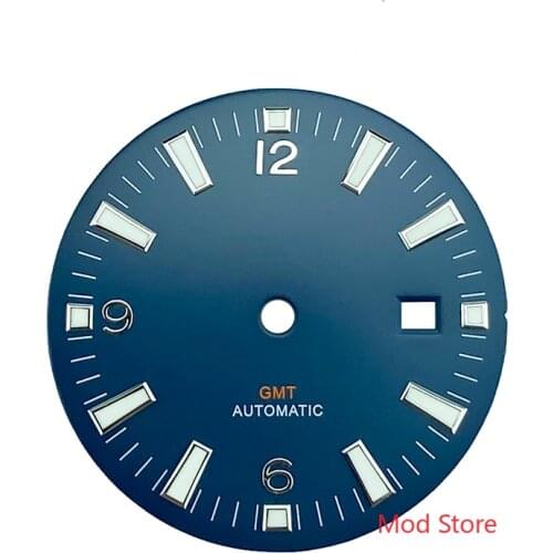 Green Luminous 33mm Blue/Black No Logo GMT Watch Dial Wristwatch Plate Fit ETA2824 DG2813 Miyota Mov't Planet Style Mens Watch