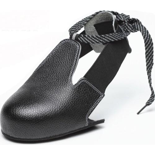 Plus size black genuine leather steel toe caps outdoors worker anti-smashing shoes covers visitors inspect work safety footwear