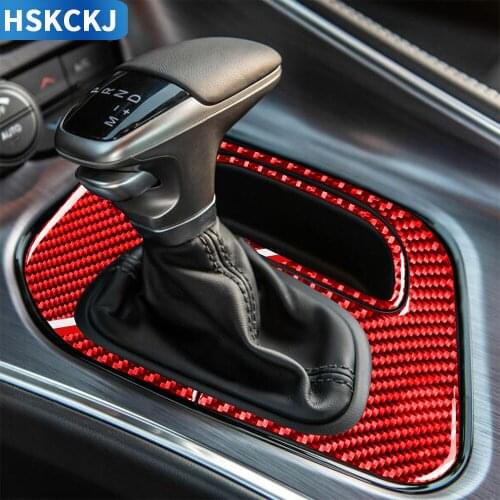 For Dodge Challenger 2015+ Multiple Colors Carbon Fiber Stickers Gear Shift Panel Storage Frame Styling Interior Car Accessories