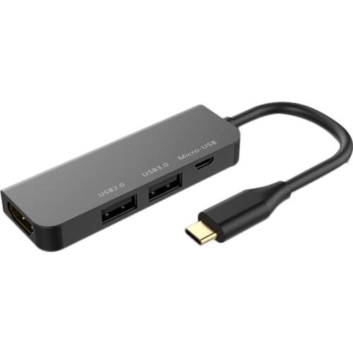 Type-C Docking Station, USB3.0+USB2.0+Micro-USB+HDMI-Compatible Five-In-One Hub for Laptops, Pcs