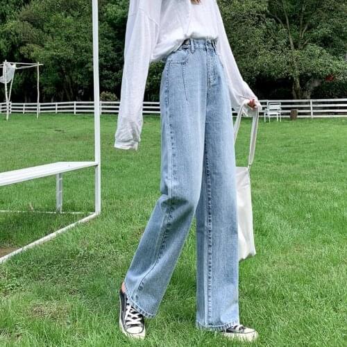 High Waist Jeans For Women Vintage Long Denim Pants Female Vintage Casual Loose Full Length Wide Leg Pants Trousers