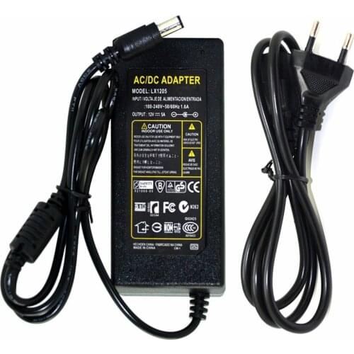 ESCAM 12V 5A 60W Power Supply Transformer Switch AC100-240V to DC12V Power Adapter For Security System