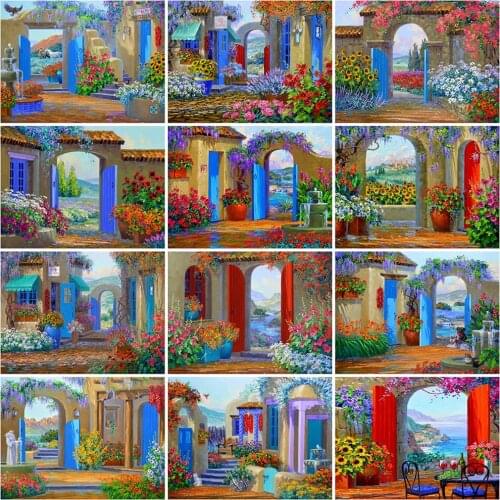 Evershine 5D DIY Diamond Painting Garden Cross Stitch Mosaic Diamond Embroidery Village Landscape Craft Kit Home Decor Gift