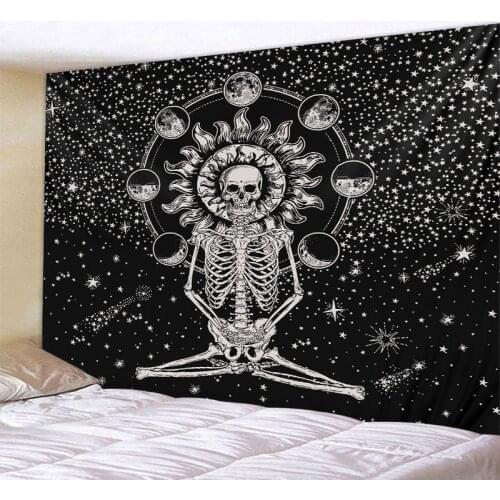 Yoga Buddha Mandala Indian Black Tapestry Cat Rose Flower Wall Mount Cat Clan Tapestry Boho Decoration Lace Hippie Witchcraft