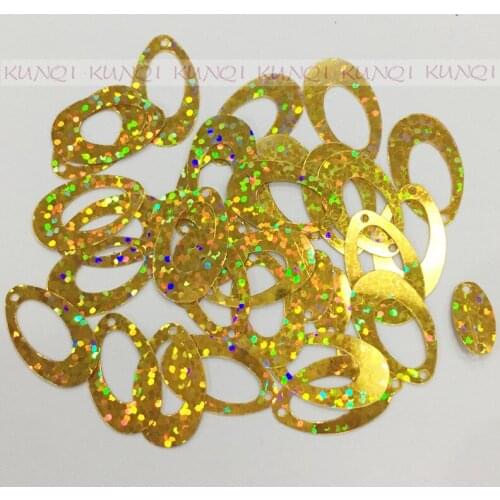 HOT ! 350pcs 22*14mm Small Size Hollow Egg Shape Loose Sequin Crafts Sewing ,Women Kids Diy Garment Accessories Laser Golden