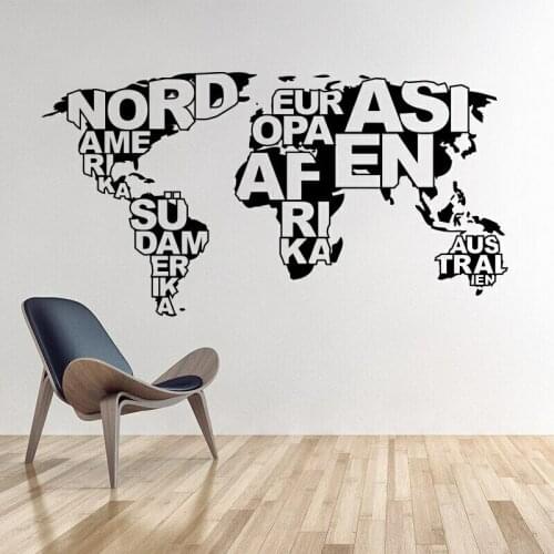 Art design World map wall sticker Vinyl Abstract World contour Wall Decal for home Living Room decoration Removable map X112