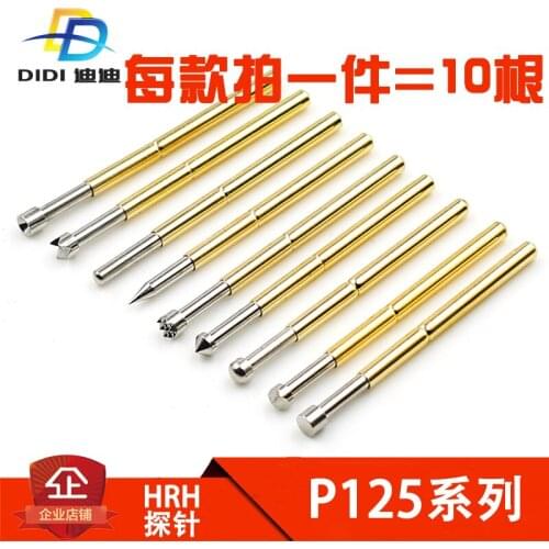 Test Probe Retractable P125-B Spring Top Needle PCB Sleeve Round Claw Tip Flat Concave Cup Copper