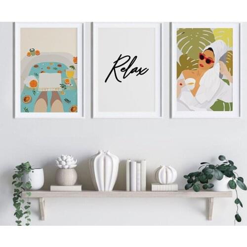 Bath Girl Portrait In Bathtub On Frameless Canvas Painting Cuadros Posters and Prints Wall Art Pictures for Washroom Home Decor